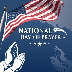 A digital illustration of The US flag waving at The National Day of Prayer
