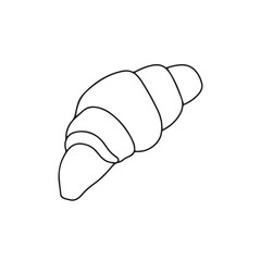 Outline croissant pastry black color. worksheet coloring book page.Illustration of a freshly baked croissant,