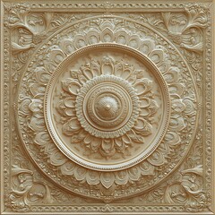 Naklejka premium An intricately designed ornate ceiling panel with decorative carvings