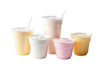 Plastic cups with yogurt flavor