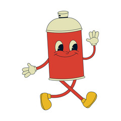 Spray Cans Retro Character. Vector Cartoon Illustration