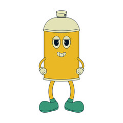 Spray Cans Retro Character. Vector Cartoon Illustration
