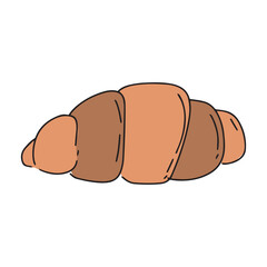 Simple cartoon croissant.Outline croissant pastry black color. worksheet coloring book page
