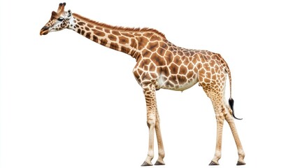Fototapeta premium Giraffe Standing on a White Background
