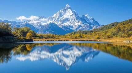 Fototapeta premium Majestic Mountain Reflected in Tranquil Lake
