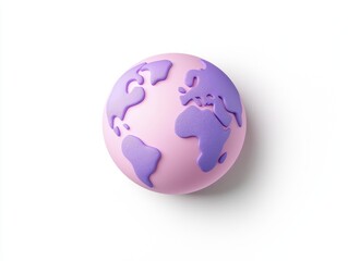 A playful globe design in pink and purple representing Earth in a creative way.