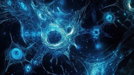 Futuristic Abstract Medical Background with Glowing Cell Structures