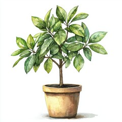 Lush Green Indoor Plant in Terra Cotta Pot for Home Decor and Natural Aesthetic Enhancement