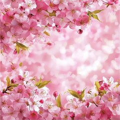 Obraz premium Delicate Pink Cherry Blossoms Spring Floral Background