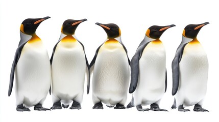 Fototapeta premium Five King Penguins Standing in a Row
