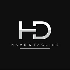 HD letter logo with name and tagline can be edited