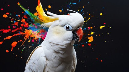Cockatoo in a Colorful Explosion