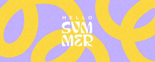 Summer horizontal abstract background with bright yellow hand drawn lines. Modern art minimalist style design template for sales, horizontal poster, header, cover, social media, fashion ads