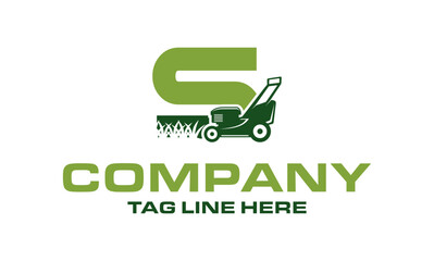 Letter S lawn mower logo