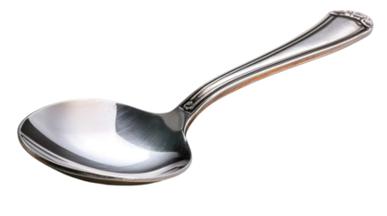 Elegant Metal Spoon with Smooth Finish and Curved Handle on White Background for Kitchen Use