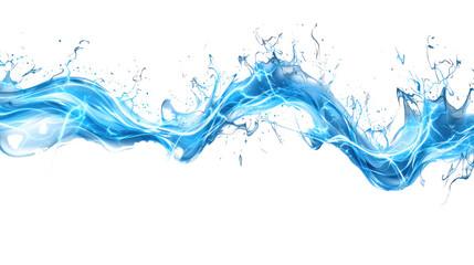 Fototapeta premium Dynamic Blue Water Flow with Splashes and Light Effects on a Black Background