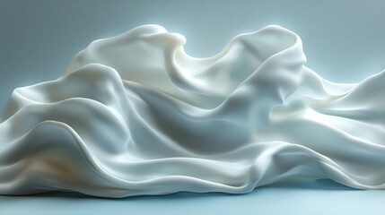 Elegant White Silk Fabric with Soft Waves and Gentle Folds on a Light Background