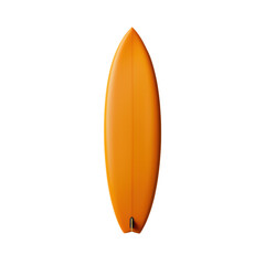 Vibrant orange surfboard isolated on a Transparent background