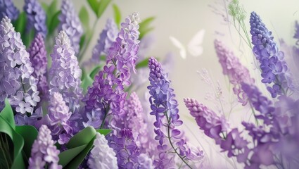 Lilac blossoms, soft pastel colors,  garden ambiance