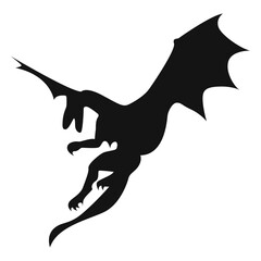 Fototapeta premium Silhouette of Flying Dragon. Vector Illustration Isolated on White Background.
