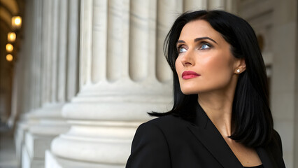 Decisive Female Lawyer in Classic Black Blazer. Perfect for: Law Day, legal summits, corporate events