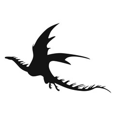 Silhouette of Flying Dragon. Vector Illustration Isolated on White Background.