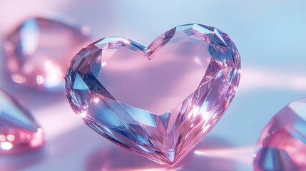 Sparkling Pink Heart-Shaped Gemstone in Soft Lighting for Romantic Themes and Jewelry Design Inspiration