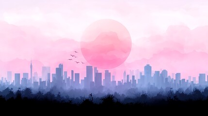 Nature-inspired eco-architecture urban sunset and environmental harmony in cityscapes