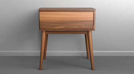 Modern Wooden Nightstand with Clean Lines and Minimalist Design