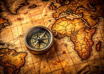 Vintage Map of Africa 1737 with Compass - Antique Exploration Travel