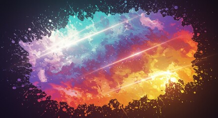 Colorful abstract splash with vibrant hues and energetic patterns 