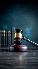 Justice Gavel for Law Books, Dark Studio.
