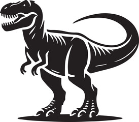 Obraz premium black dinosaur vector illustration, dinosaur bag icon, dinosaur silhouette vector black and white full body