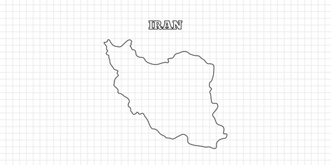 Iran map travel with outline simple drawing version Illustration