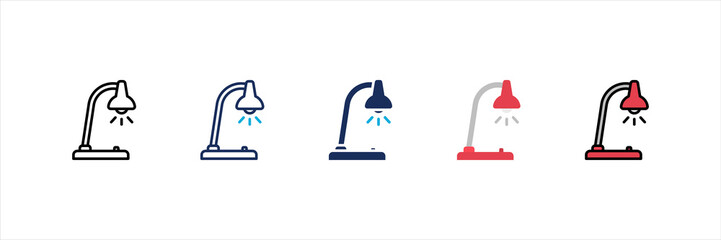 Desk Lamp Multi Style Icon Set