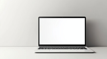 Fototapeta premium Laptop mockup with blank screen on neutral background