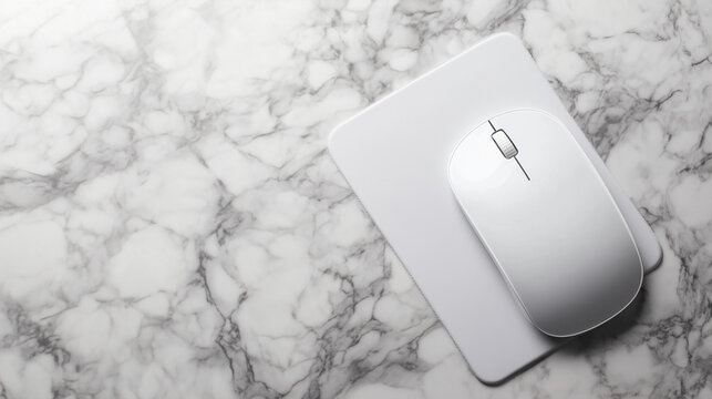 Wireless computer mouse mockup on marble background