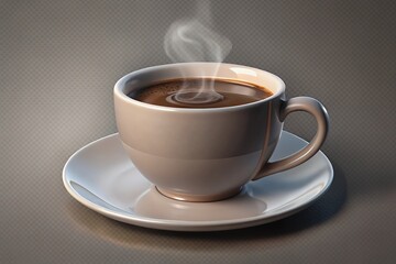 Obraz premium A Steaming Cup Of Rich Coffee, Inviting Warmth And Quiet Contemplation On A Cool Morning, Subtly Lit Against A Neutral Backdrop