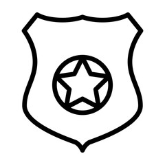 Police Badge Vector Line Icon Design