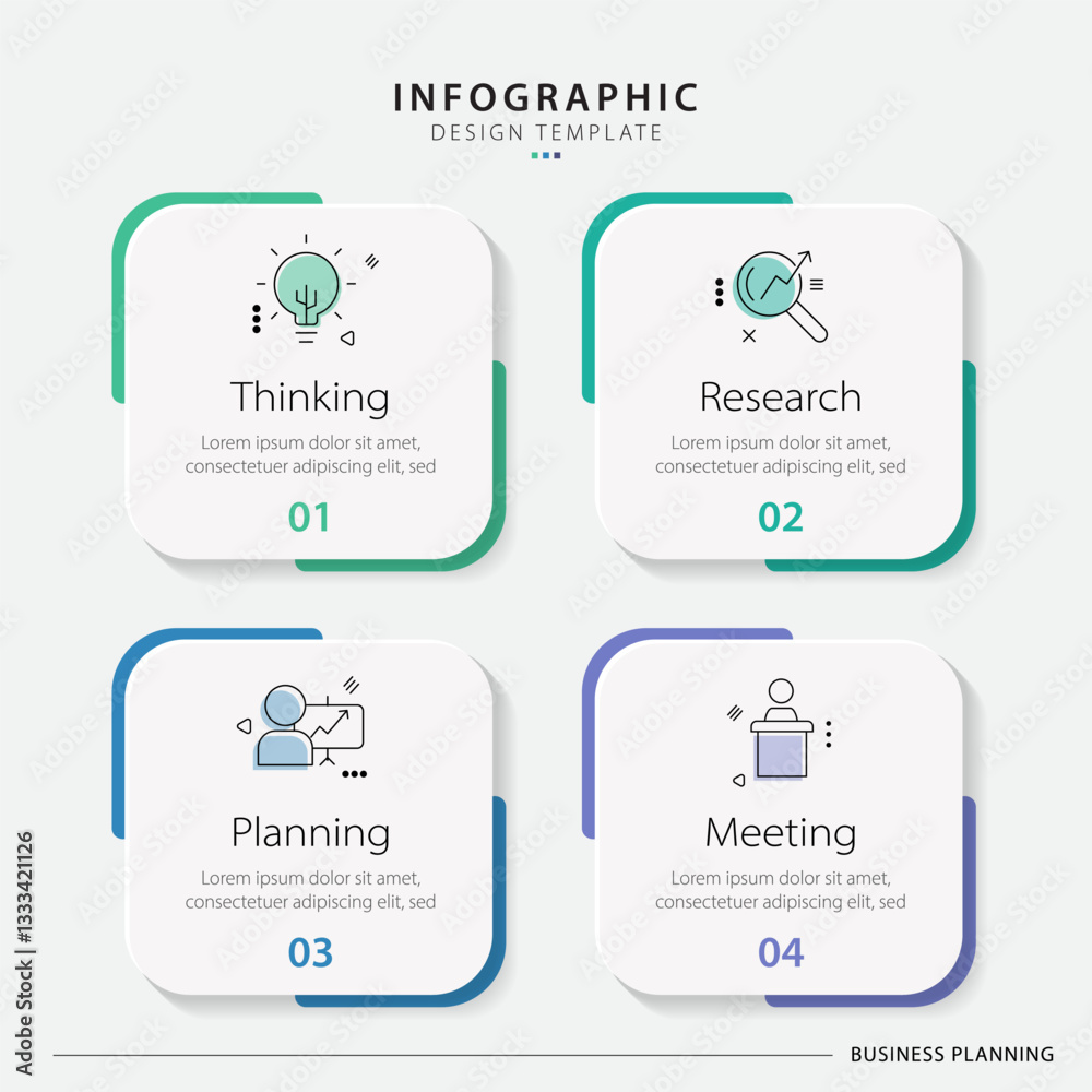 Poster timeline infographic template. 4 step timeline journey, calendar flat simple infographics design tem