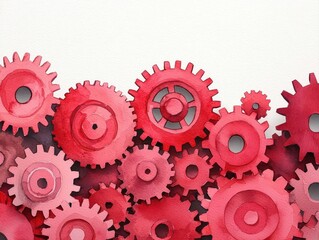 successful project management planning efficiency. marketing automation personalization targeting. A surreal watercolor concept of gears interlocking, symbolizing synchronized planning 