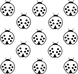 Ladybug icon seamless pattern. Set of various ladybugs. Hand drawn ladybug design