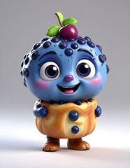 Funny 3d holding a Cute Happy Big Eye cake element Character 3D Rendered on White background.
