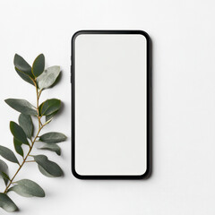 white smartphone with green leaves