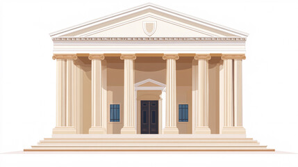 Classical Architecture Building Facade with Columns and Steps Ideal for Government Law or Education Stock Image