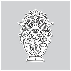 Old school design of flower pot outline vector illustration