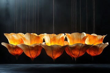 Illuminated Tulip Lamps for Dark Studio.