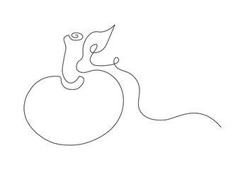 Minimalistic continuous line apple with leaf for the logo in various designs. Apple in one line art style.