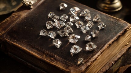 Sparkling Diamonds Resting On An Antique Book