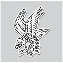 Old School Eagle Outline Design
